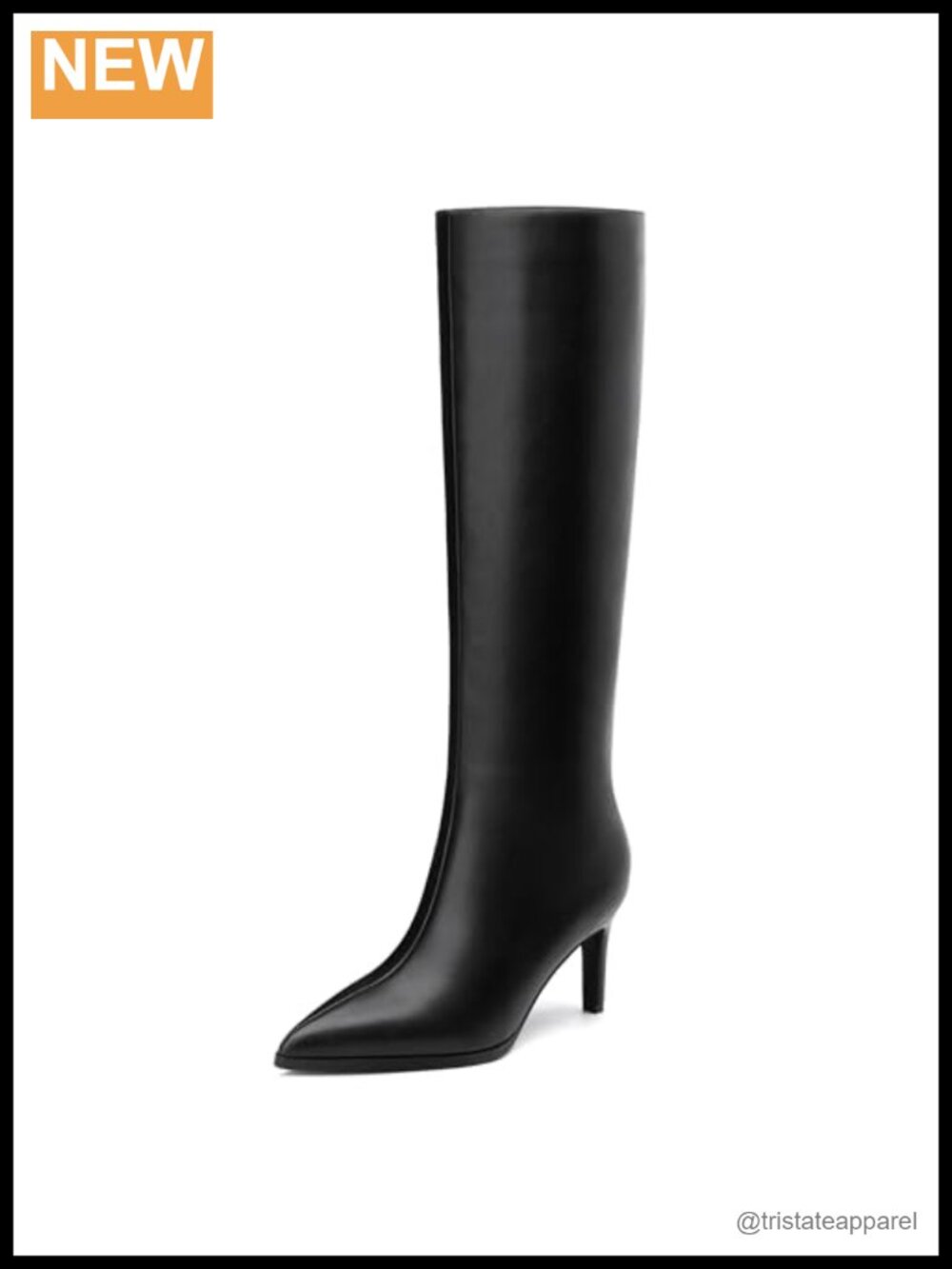 Women's Knee High Boots Pointed Toe Kitten Heel Faux Leather Side Zipper